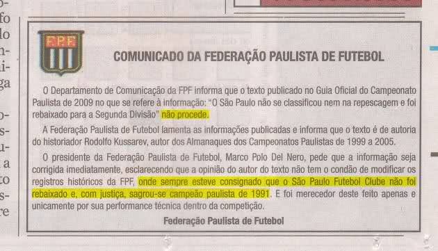 Comunicado Oficial FPF | Arquibancada Tricolor