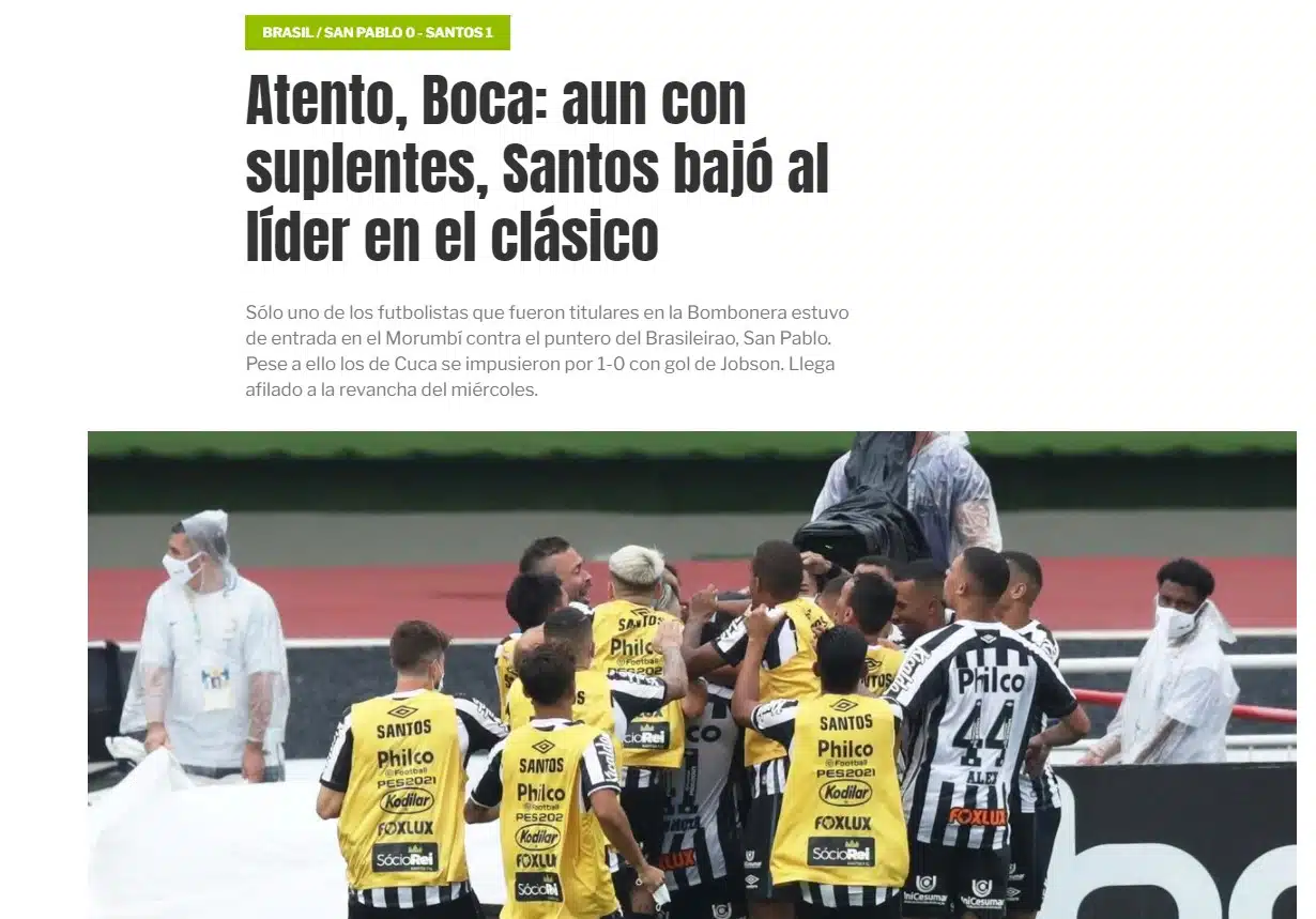 Imprensa estrangeira destaca derrota do Santos sobre o São Paulo no Brasileirão