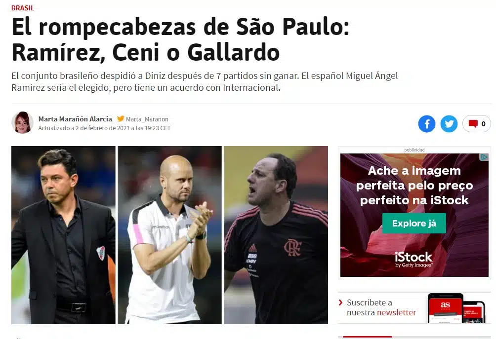 Procura por novo técnico do São Paulo repercute na mídia internacional