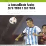 Jornais argentinos projetam time do Racing que entrará em campo contra o SPFC
