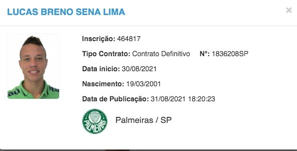 O lateral Lucas Sena, ex-São Paulo, é anunciado pelo Palmeiras