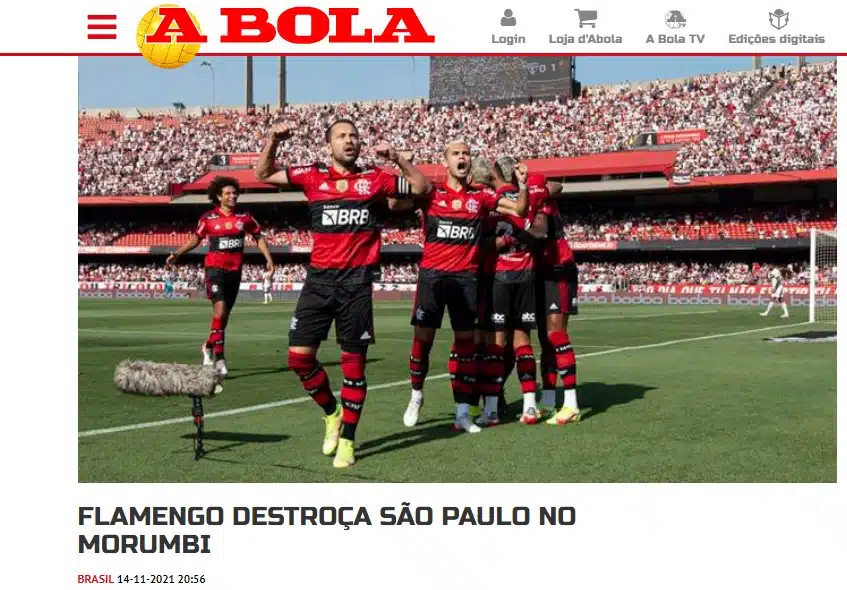 Goleada do Flamengo sobre o São Paulo ganha repercussão internacional