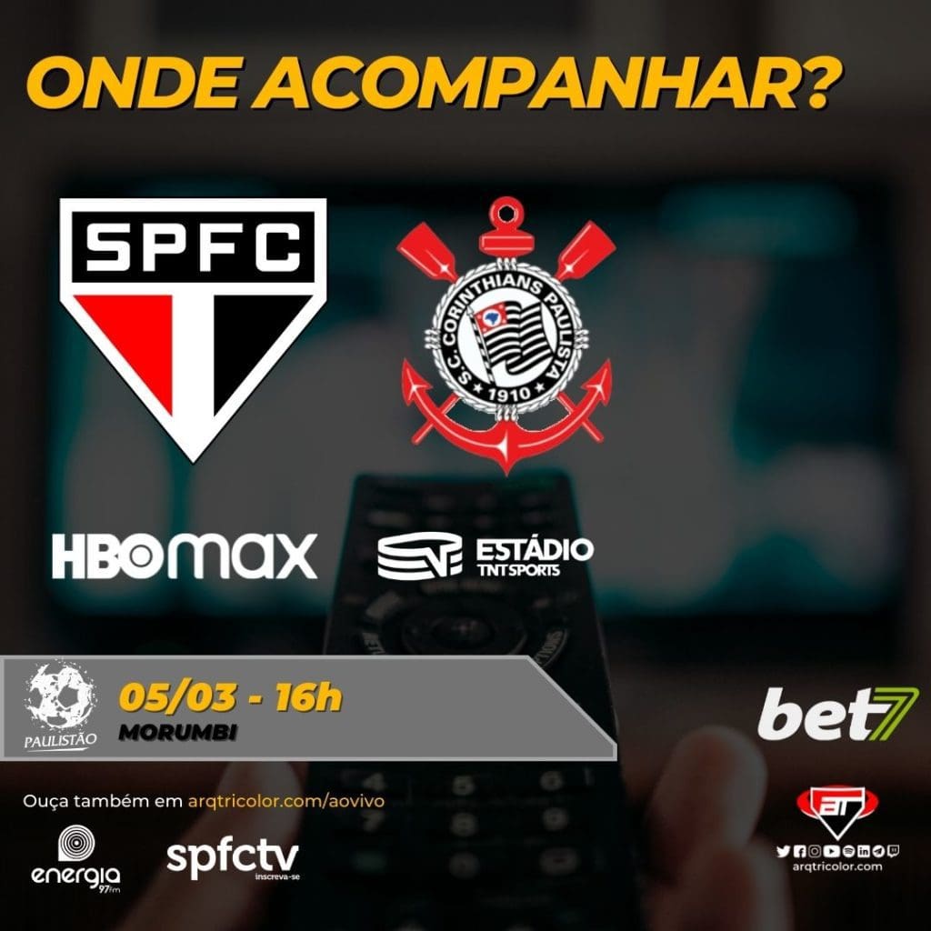 Confira onde assistir ao clássico entre São Paulo x Corinthians que acontece neste sábado no Estádio do Morumbi pelo Paulistão 2022.