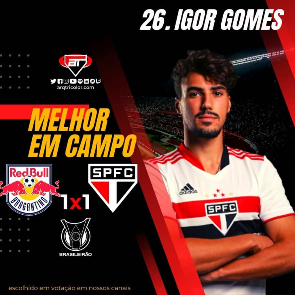 Igor Gomes é eleito 'Melhor em Campo' de RB Bragantino 1x1 São Paulo  | Live AT