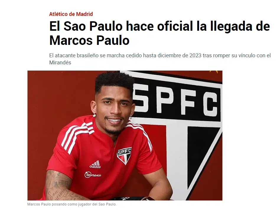 Anúncio de Marcos Paulo no São Paulo repercute na mídia internacional