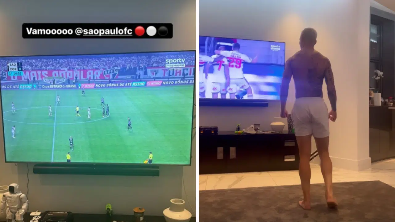 Antony publica vídeo comemorando gol de Lucas Moura contra o Corinthians; assista