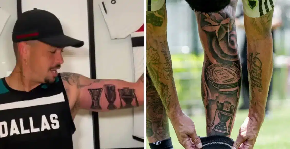 Luciano e Alan Franco fazem tatuagens da taça da Copa do Brasil; confira
